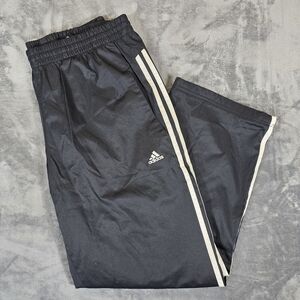 Adidas Climalite Black Lined Track Pants White Stripe Size Large Woman's